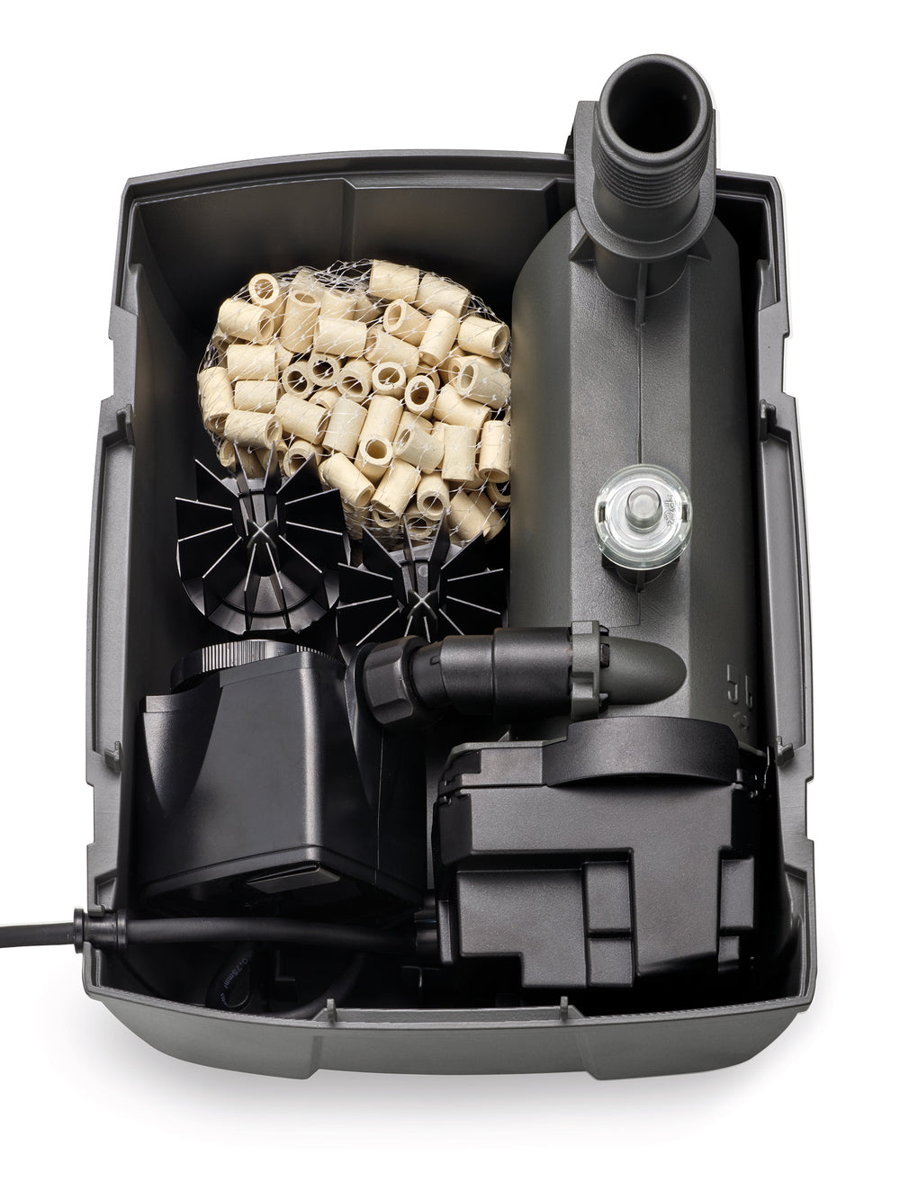 Koi pond filter with fountain in Nepal