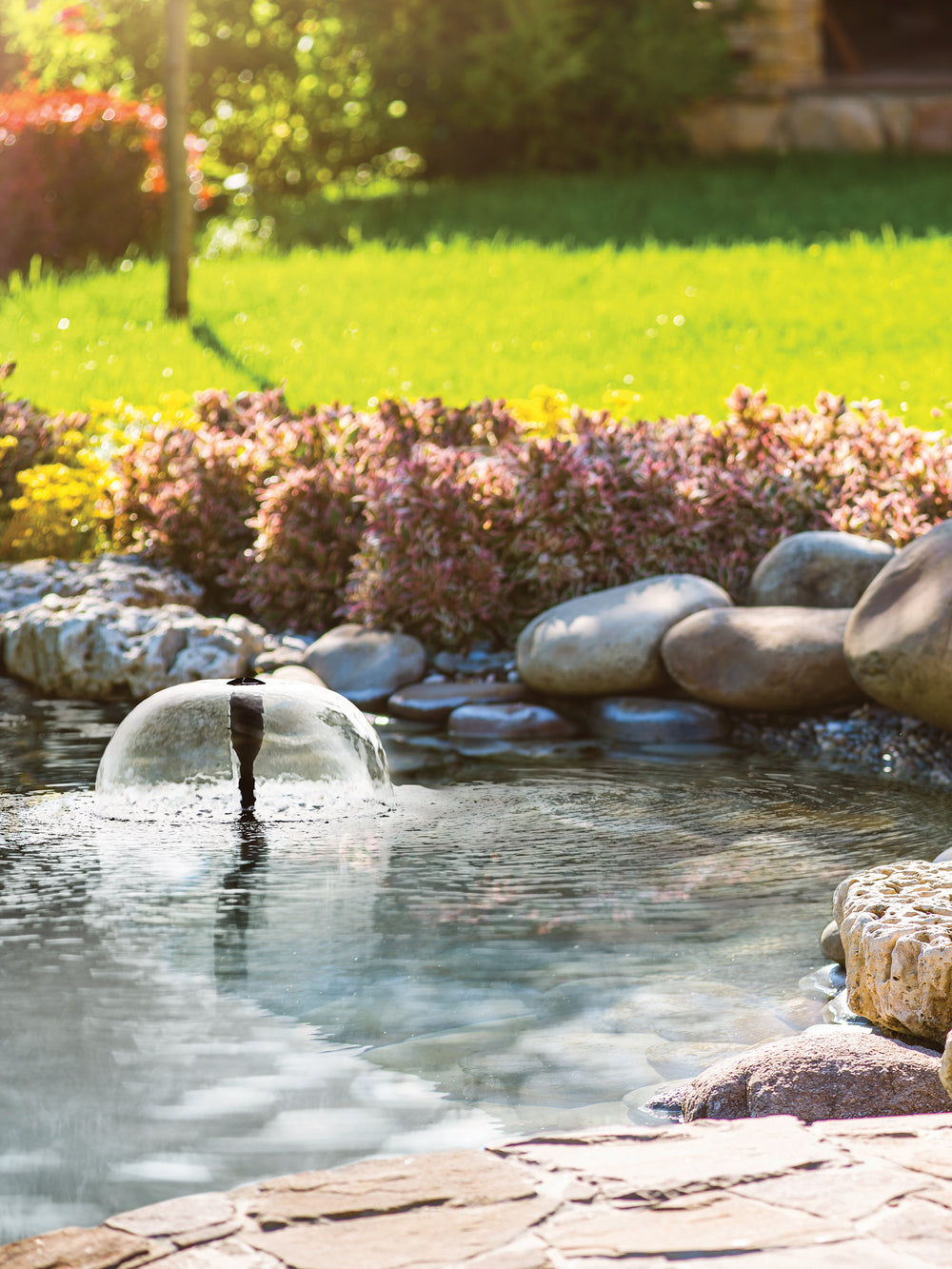 Koi pond filter with fountain in Nepal